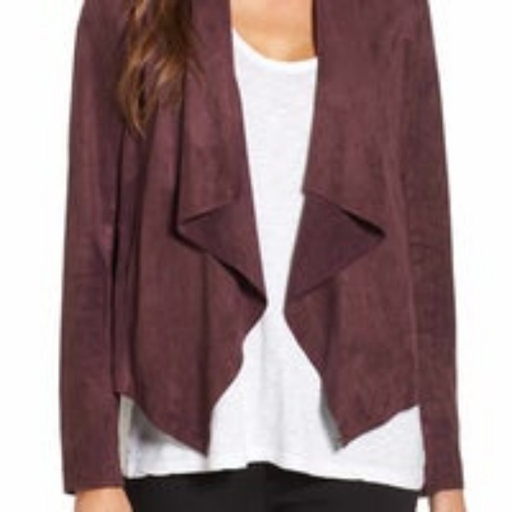 Kut from the Kloth Faux Suede Drape Jacket Plumb Color size Small